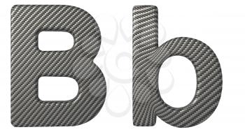 Carbon fiber font B lowercase and capital letters isolated on white