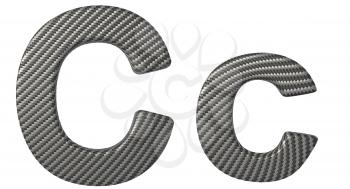 Carbon fiber font C lowercase and capital letters isolated on white