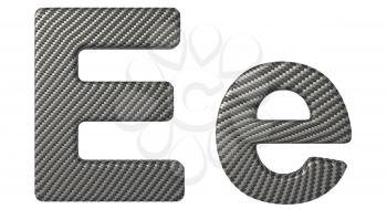 Carbon fiber font E lowercase and capital letters isolated on white