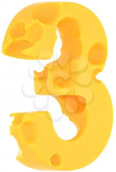 Cheeze font 3 number isolated over white background