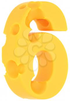 Cheeze font 6 number isolated over white background