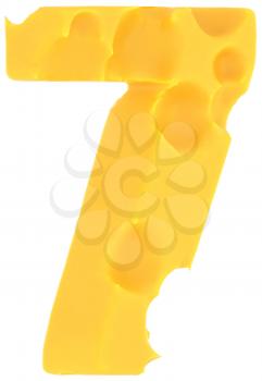 Cheeze font 7 number isolated over white background