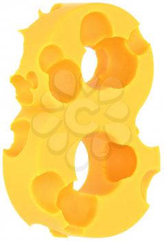 Cheeze font 8 number isolated over white background