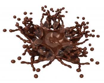 Chocolate Splash: Liquid shape with drops isolated over white