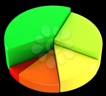 Colorful pie chart or circular diagram over black background