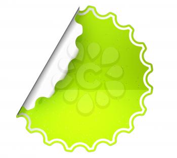 Lettuce Green round bent sticker or label over white background
