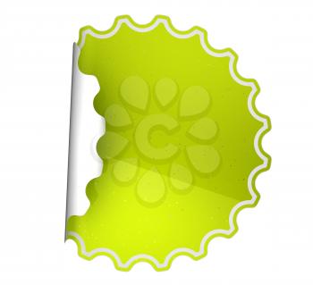 Green spotted sticker or label over white background