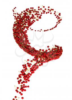 Healthy eating: red cherry flow isolated over white background