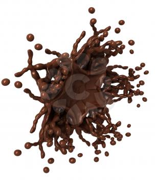 Hot chocolate Splashes: Liquid shape with drops isolated over white