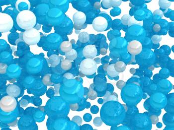 Large group of blue and white balls isolated over white background