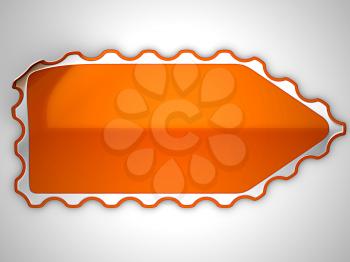 Orange hamous sticker or label over grey spot light background