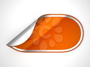 Orange rounded hamous sticker or label over grey spot light background
