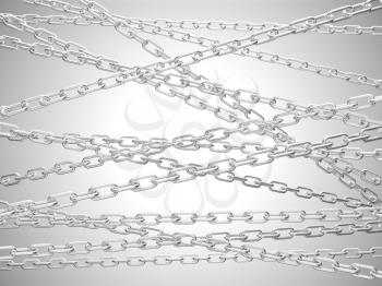 Protection: chrome chain links over studio light background
