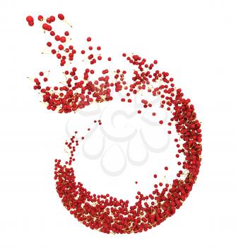Red cherry flow isolated over white background