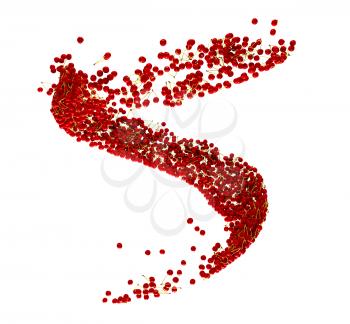 Red tasty cherry whirl isolated over white background