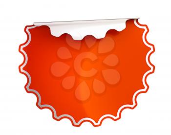 Round Red bent sticker or label over white background