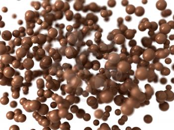 Sweet chocolate bubbles with shallow DOF. Over White