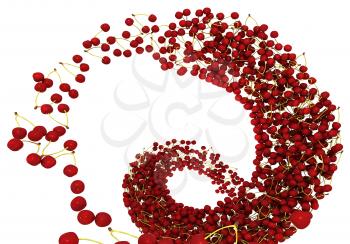 Tasty crab cherry flow isolated over white background