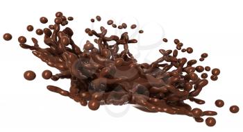 Tasty Splashes: Liquid chocolate with drops isolated over white