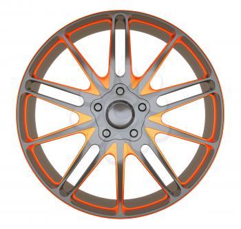 Alloy wheel or disc of sportcar isolated over white (custom rendered)