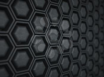 Black leather background with cells or combs. Artistic Shallow DOF