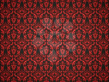 Black Leather background with red victorian ornament. Useful as pattern