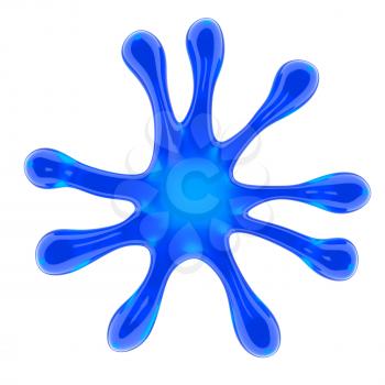 Blue microbe or fluid splash isolated on white
