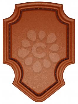 Brown stitched tag or label isolated over white. Large resolution