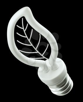 Concept: Leaf light bulb isolated on black