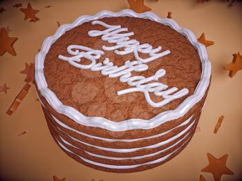 congratulation: birthday cake and stars. Large resolution