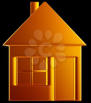 Costly home:: golden house shape over black