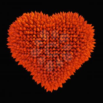 Dangerous love: sharp acidotus heart shape isolated over black