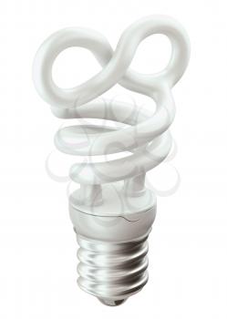 Endlessness symbol light bulb isolated over white background