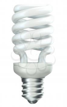 Energy efficiency: spiral light bulb isolated on white