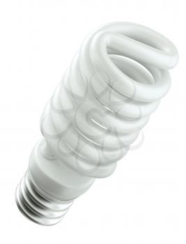 Energy efficient spiral light bulb isolated on white background