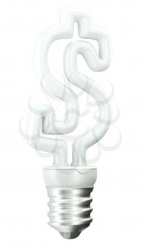 Finance: Dollar ccurrency symbol light bulb isolated over white background