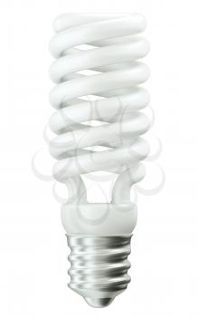 Fluorescent Energy efficient light bulb isolated over white