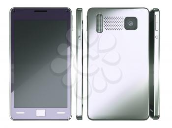 Front, side and rear views of Smart phone isolated on white