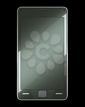 Front view of smart phone with touch screen (custom created and rendered)