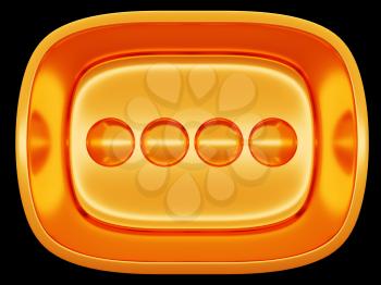 Golden button or control over black background, Large resolution