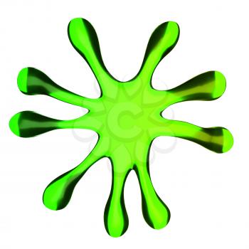 Green microbe or fluid splash isolated on white