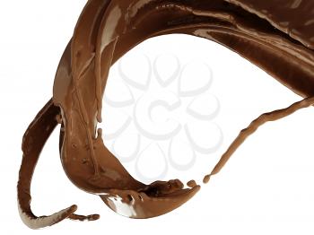 Hot chocolate or cocoa splash over white background