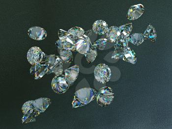 Large diamonds flow over leather background. High resolution