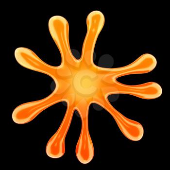 Orange fluid splash also like a microbe. Large resolution