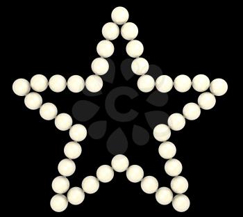 Precious Pearls star shape isolated on black background