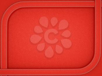 Red leather background with rounded stitched frame. Useful as business background
