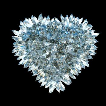 sharp love and jealousy: crystal heart shape over black