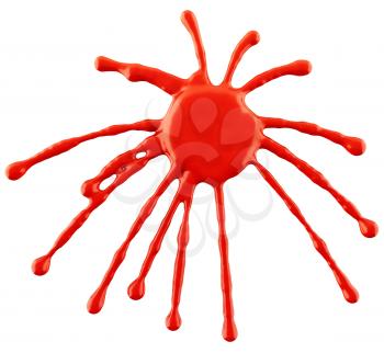Splash of red ink or paint isolated on white. Large resolution