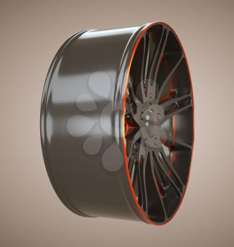 Sport racing: wheel or disc of sportcar. Custom made and rendered