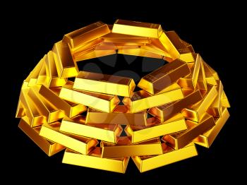 Success: gold bars or bullions isolated over black background